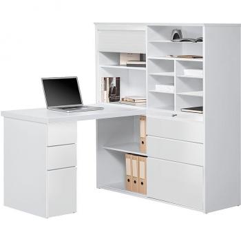 Icy‑Weiß Möbelstück MAJA Minioffice – Hochglanz-Holzdekor (126,60 × 187,00 × 150,00 cm)