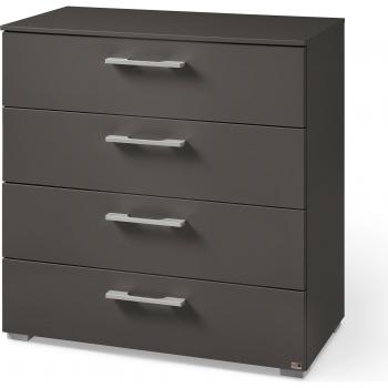 Graue Kommode Henderson, 4 Schubladen, Holzwerkstoff
