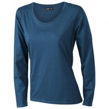 James and Nicholson Ladies Long-Sleeved T-Shirt (Petrol Blue)