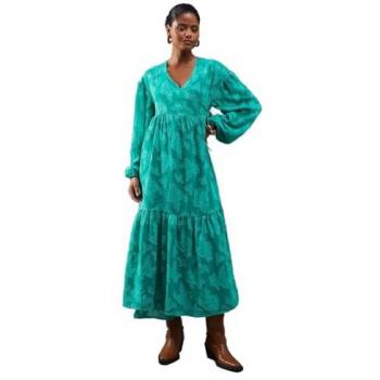 Warehouse Green Chiffon Wrap Midi Dress