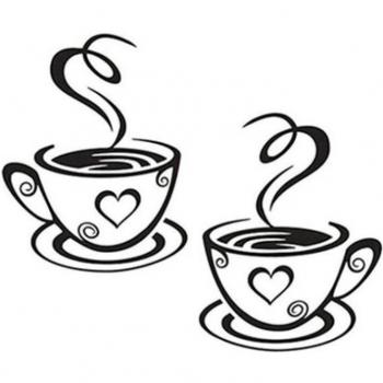 Sophisticated Black Coffee Cup Wall Sticker for Cafe and Kitchen