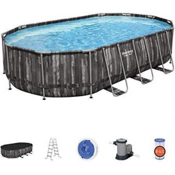 PISCINA FUORI TERRA BESTWAY POWER STEEL SET PISCINA OVALE 6.10MX3.66M  5611R