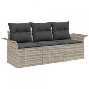Conjunto Sofás de Jardín Vidaxl 3 Cojines Gris Claro
