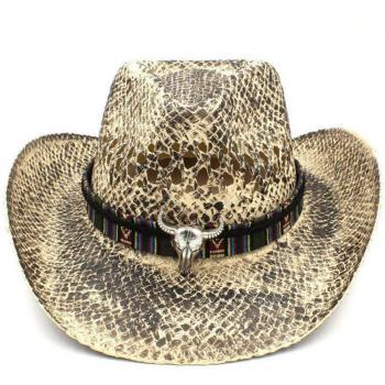 Punk Style Straw Cowboy Hat for Men and Women