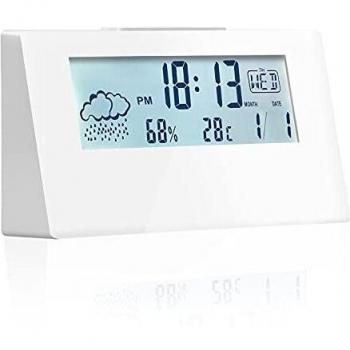 Sleek White Digital Alarm Clock for Bedroom/Office/Travel