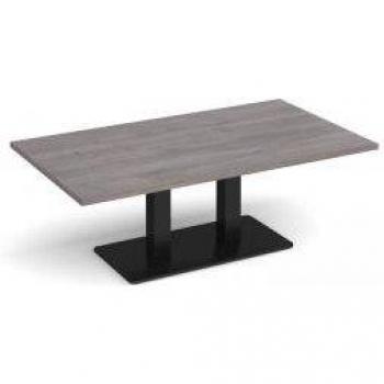 Eros Rectangular Coffee Table – Grey Oak, Twin Upright Design, 1400x800 mm