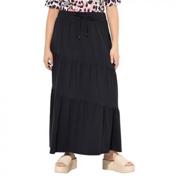 Ulla Popken eleganter Midirock in Schwarz, Größe 42/44