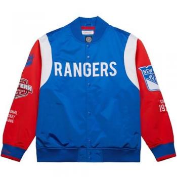 Mitchell & Ness Herren Jacke M&N Heavyweight Satin NHL New York Rangers – L (Blau)