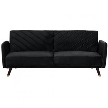 Canapé convertible SENJA 3 places velours noir