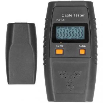 Verificador de cables BNC con tiempo de inactividad y notificación de audio