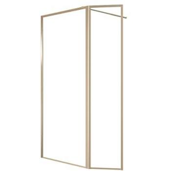 Marwell Walk-in-Dusche Golden Frame mit 180° schwenkbarer Flügeltür und Aluminiumrahmen in gebürsteter Goldoptik