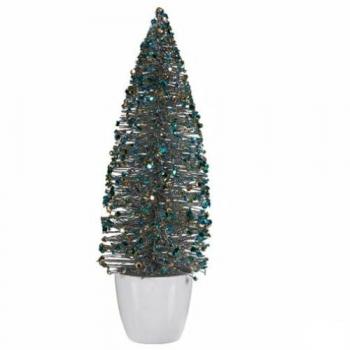 Decorazione Natalizia Albero Blu Dorato in Plastica 10 x 33 x 10 cm (6 Unità)