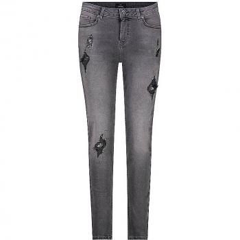 Monari 2-in-1-Hose Jeans mit Schmuck steel