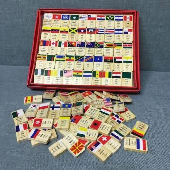100 pcs Kids Wooden World Flags Educational Toy