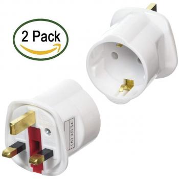 EU 2-Pin to UK 3-Pin Converter (White)