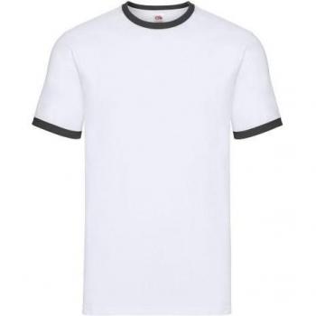 T-shirt Fruit de la Loom à anneaux contrastés XXL couleur rouge/ blanc