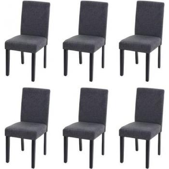 Küchenstuhl Littau 6er-Set ~ Textil, anthrazitgrau, dunkle Beine