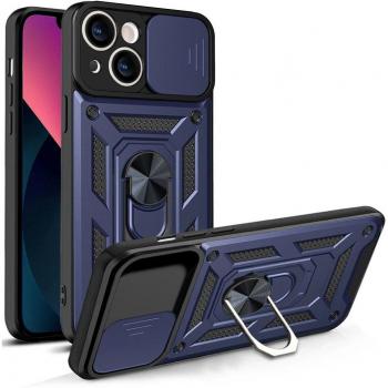 Blue Protective Armor Case for iPhone 13 with Camera Shield