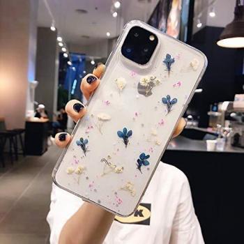 Handgemachte Florale Hülle für iPhone 11 – Getrocknete Blumen in kristallinen Gummi