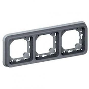 Legrand 069687 Support Plaque Étanche 3 Postes Horizontaux Plexo Composable IP55, Gris