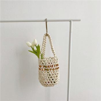Bolsas Femeninas Redondas con Asa de Madera Excelisior