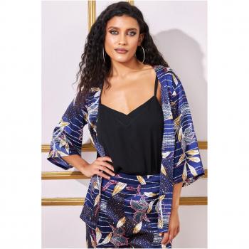 Goddiva Womens Printed Satin Kimono
