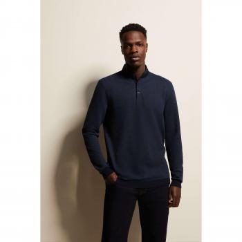 Langarm-Poloshirt mit Stehkragen von Bugatti in Marine