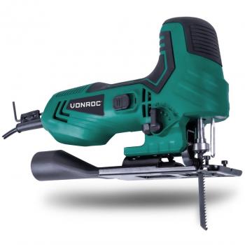 VONROC Scie Sauteuse 550 W Poignée Canon Ergonomique – Récupération Poussière, 3+1 Pendulaires