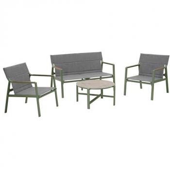 Set Outdoor Oviala Verde Kaki 4 Persone in Alluminio