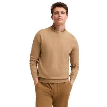 Casual Rundhalspullover aus Baumwolle-Kaschmir in Beige