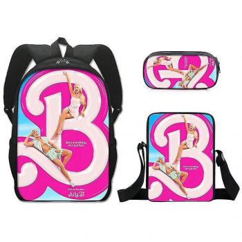 Kit éducatif Barbie : sac, cahier et pochettes en trois pièces