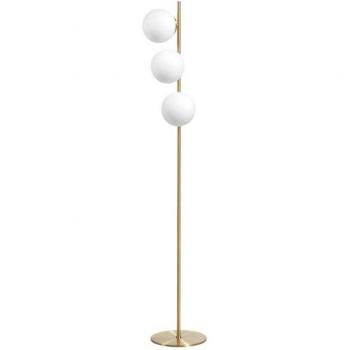 Luminaire Millumine en Or Métallique, 3 Sphères Blanches
