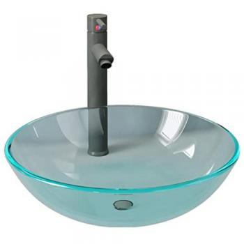 Transparent Tempered Glass Vanity Basin with Tap & Push‑Drain – Vida XL