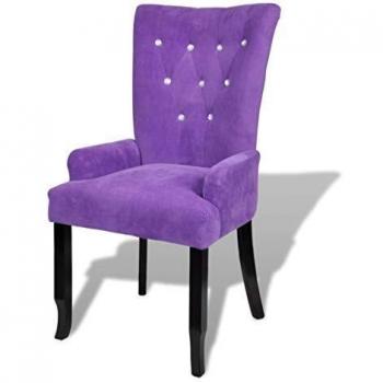 Fotel da pranzo legno nero velluto viola