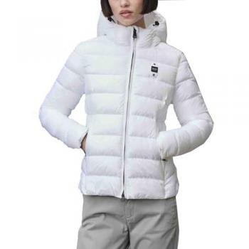 Blauer giubbino corto da donna caroll imbottito in ovatta bianco ottico