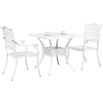 3‑Pack White Cast Aluminum Outdoor Bistro Tables – Vidaxl