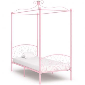 VidaXL 284487 Canopy Bed Frame without Mattress Pink Metal 100x200 cm