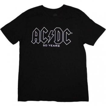 AC/DC T-shirt voor volwassenen met uniseks logo en historische details op de rug