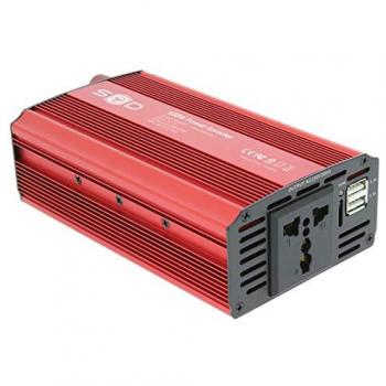 Transformateur 12V/230V 600W avec deux prises USB 2,1A et pinces crocodiles