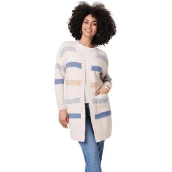 Izabel London Beige V-Neck Relaxed Longline Cardigan – Size 8