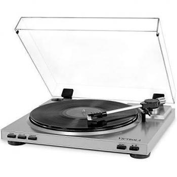 Victrola Pro Giradischio Automatico 100% USB, Vinile a MP3 – Argento