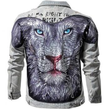 Men's Blue Hipster Denim Jacket with Patches