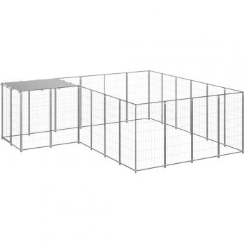 Recinto para mascotas de acero, tamaño: 8,47 m², marca: vidaXL, color: plateado