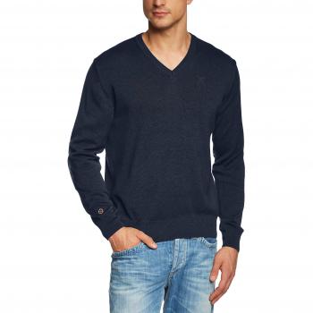 Tom Tailor V‑Neck Sweatshirt Herren – Team Polo – Größe Large – Farbe Blau (Wash: Navy Blue 6657)