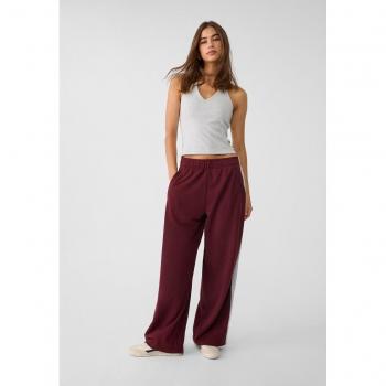 Plush Trousers with Side Stripe Burgundy XS