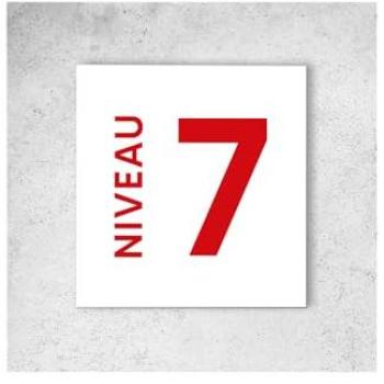 Signalétique D’étage – Dibond Blanc, Pictogramme Rouge, 20×20 cm, 3 mm, Montage Multiple