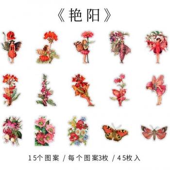 45pcs Kawaii Flower Fairy Stickers for Scrapbooking and DIY