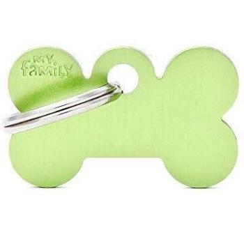 Medaglietta di identificazione per cane e gatto con forma di osso piccolo in alluminio verde