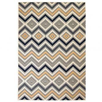 Stuoia contemporanea 140x200 cm Nero/Marrone/Blue Zig-Zag
