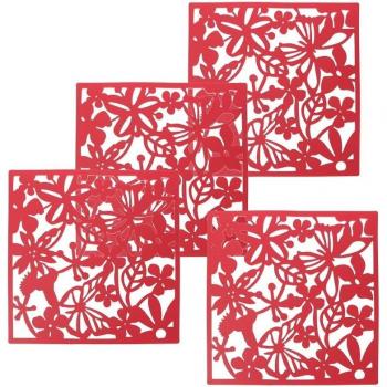 Butterfly Bird Flower Red Hanging Room Divider Panels